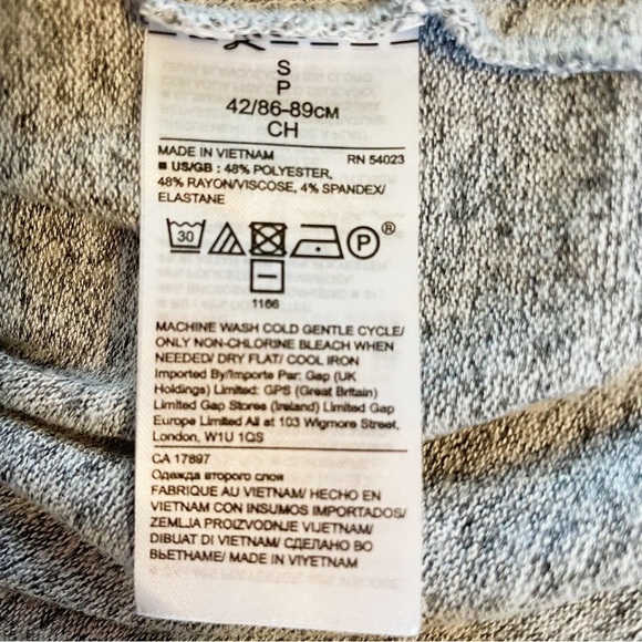 Banana Republic Light Gray 3/4 Sleeves Ruffle Open Sleeve Stretch Crew Sz Small - Picture 6 of 8